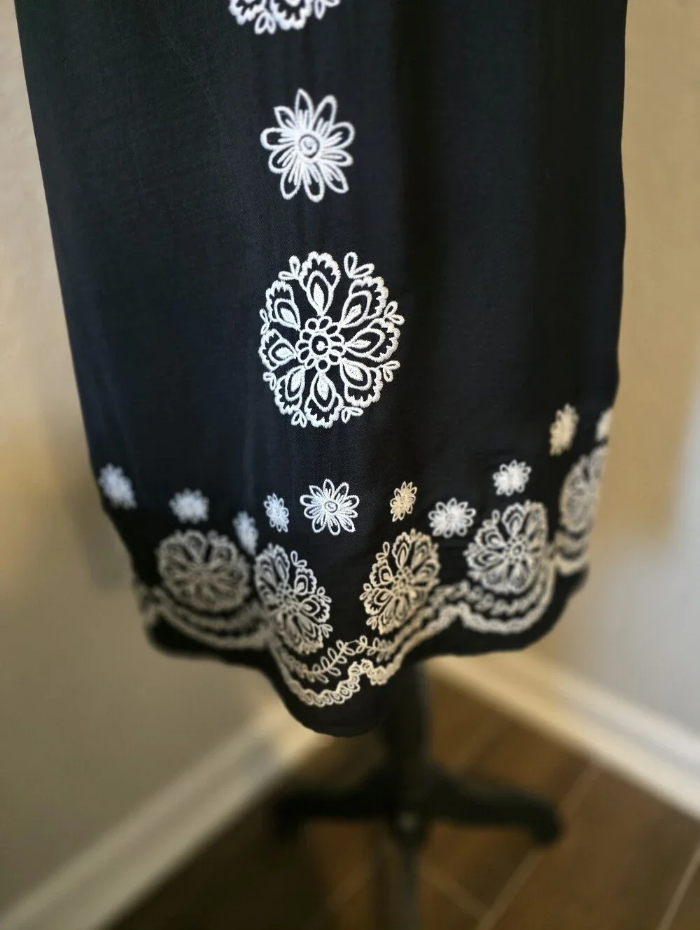 THML Black Dress with White Crochet Neck Trim - Picture 3 of 4